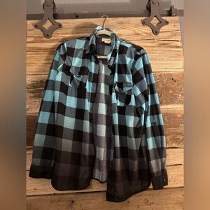 5/$20 Wishful Park Teal and Black Plaid Shirt